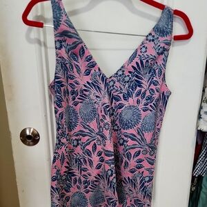 Floral V-Neck Pink and Blue Shirt